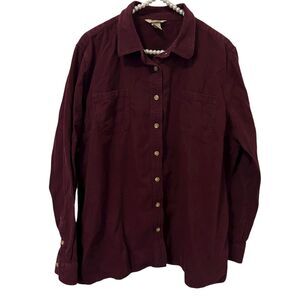 Duluth Trading Co Shirt Mens 2XL Wine Cotton Twill Button Front country work